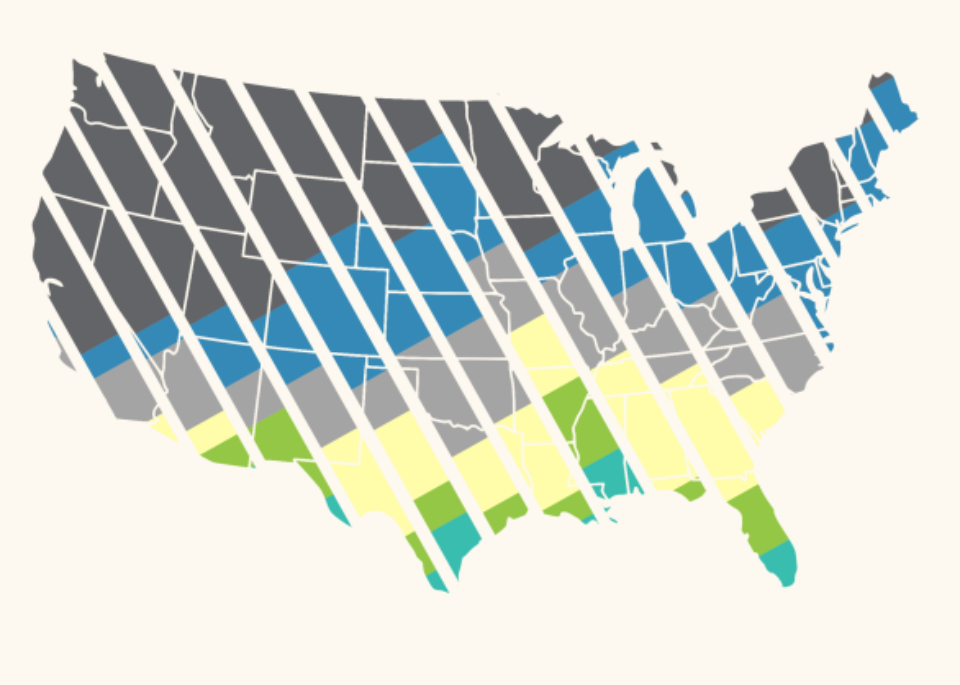 A striped map of the United States.