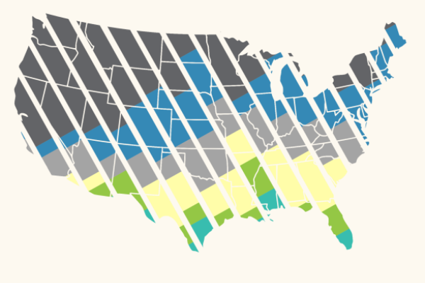 A striped map of the United States.