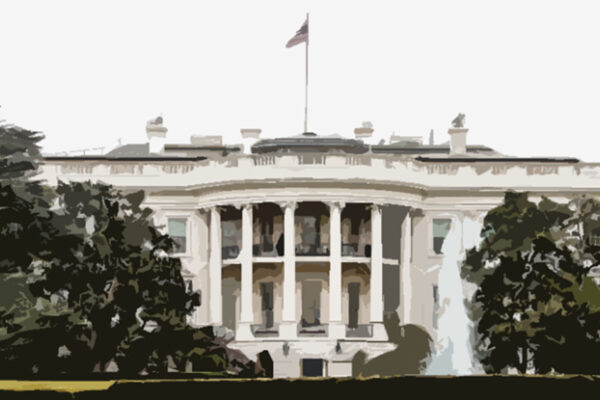 A posterized illustration of the White House